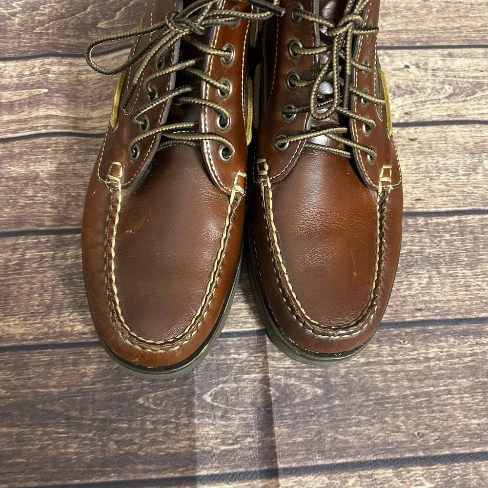 J. Crew Mens Manchester Brown Leather Lace Up Chukka Boots BS116 Size 7.5 Preppy